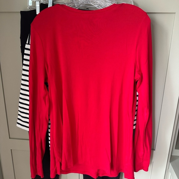 J. Jill Red Long Sleeve Top with Striped Accents - Picture 2 of 8